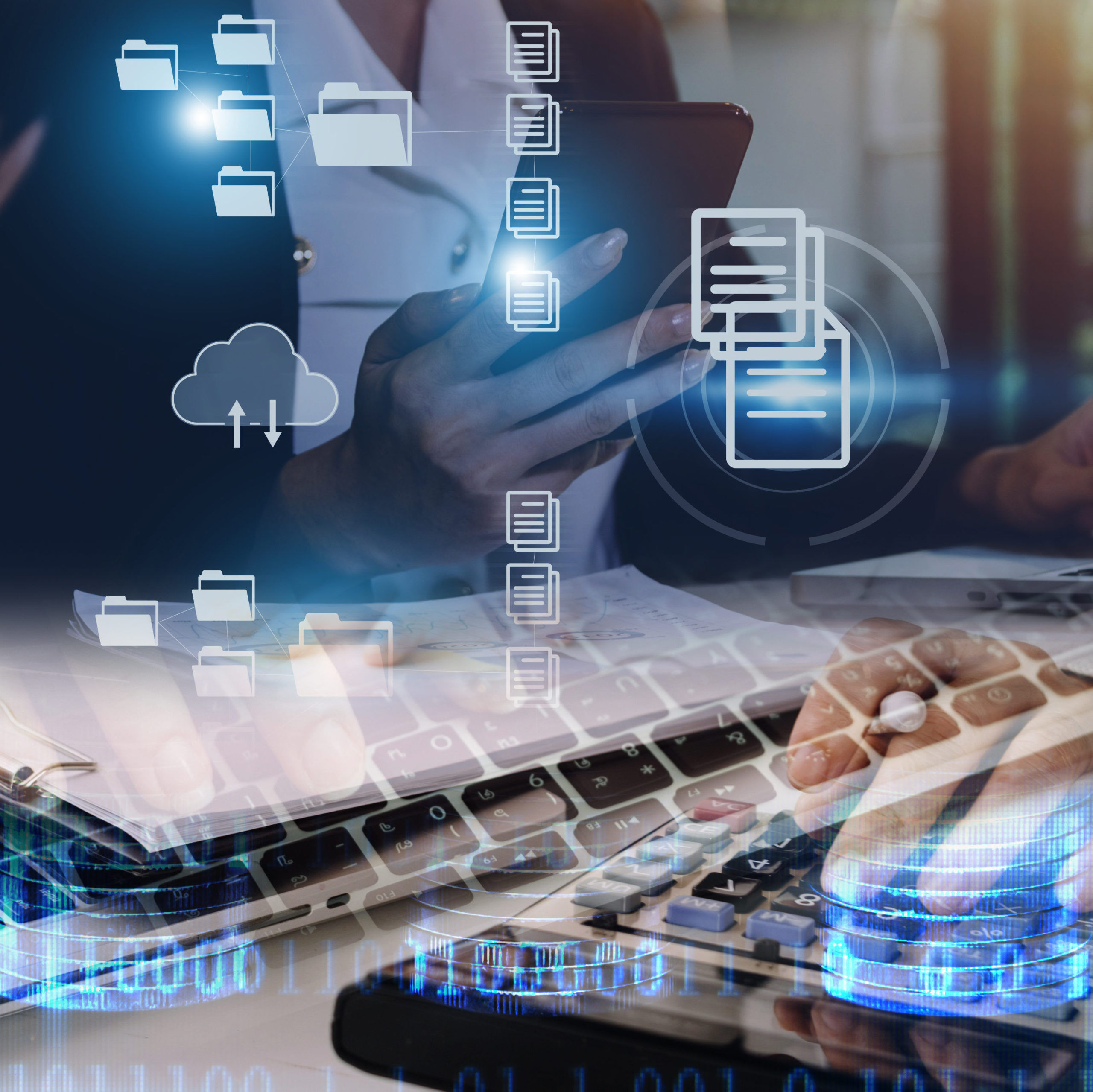 Digital data charts symbolizing the cloud integration and that our managed IT solutions plays well with other tools, which means less manual data entry and fewer errors