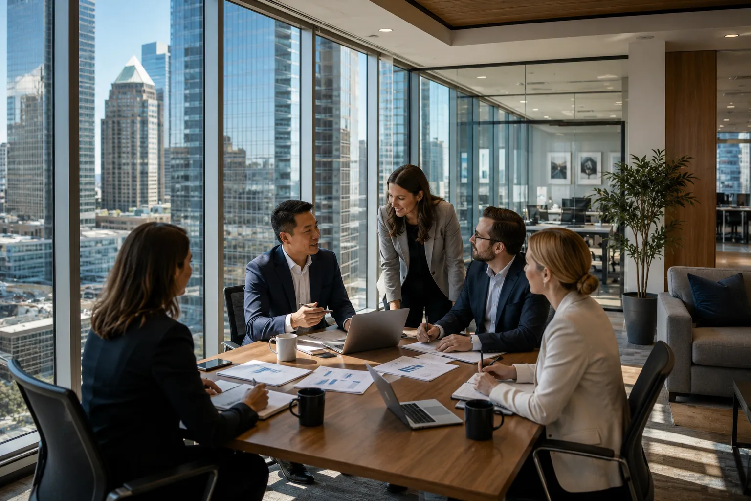 Employees meeting in a boardroom